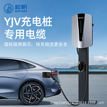 上海起帆电缆国标纯铜芯YJV3x6 2x6平方新能源充电桩专用电缆线