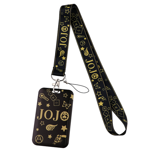 JOJO adventure mobile phone lanyard card holder tag hanging neck key chain campus bus hard shell card holder