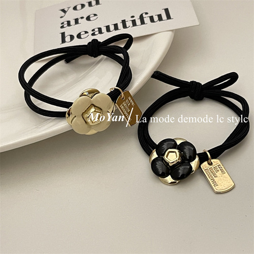 Xiao Xiangsen series of fairy camellia hair rope luxury luxurious high-end temperament rubber band  popular hair rope hair accessories
