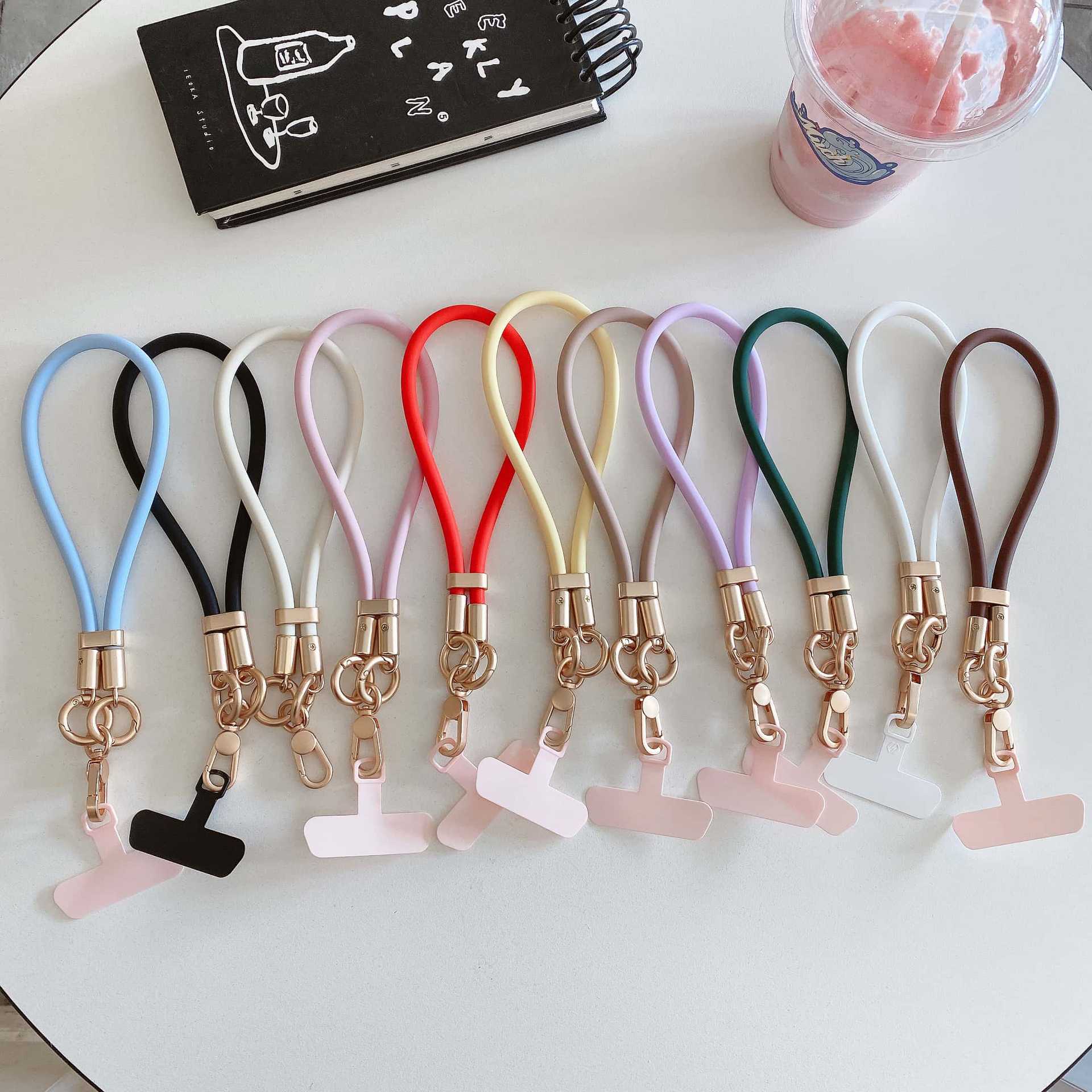 Silicona líquida cordón corto para teléfono móvil junta pulsera corta funda para teléfono móvil anti-pérdida para exteriores cadena de muñeca cuerda corta