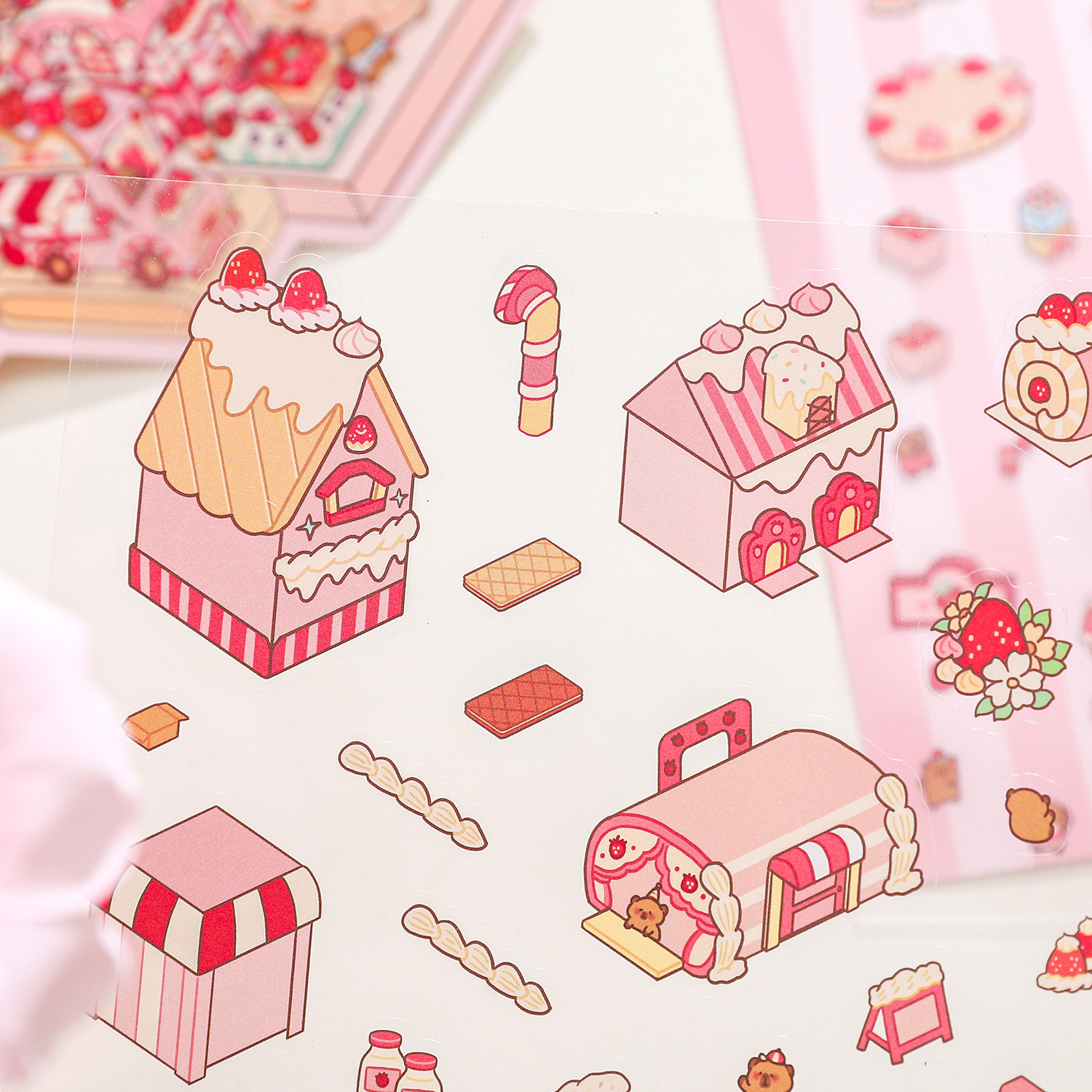 Etiqueta engomada de paisajismo de dibujos animados en miniatura de papel Kapibala Wonderful World Cute 3D Descompresión Etiqueta engomada de paisajismo de bricolaje