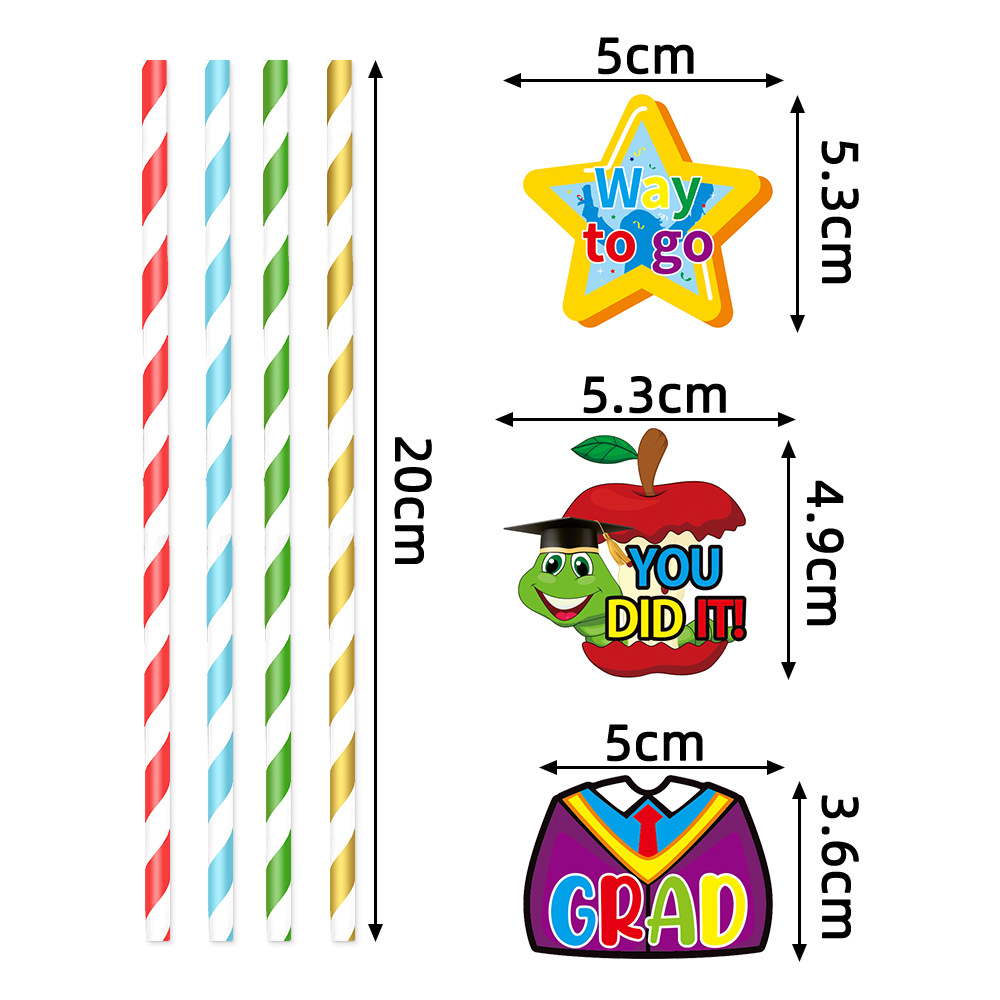 Fabricantes directamente para la fiesta de graduación del jardín de infantes insertos de paja decorativa temporada de graduación del jardín de infantes diseño de postres