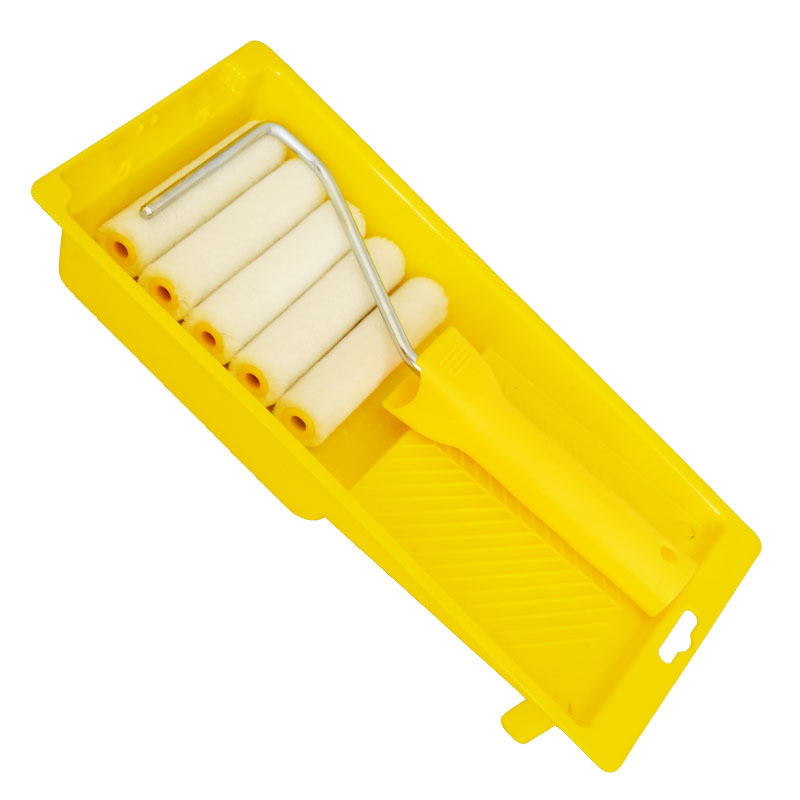 Cross-border Walde 4 pulgadas conjunto de herramientas de pintura cepillo de cerdas bandeja esponja rodillo cepillo conjunto de cepillo