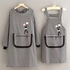 エプロン女性キッチン長袖ブラウス出勤作業服長袖綿布料理防汚通気耐摩耗ファッション新製品