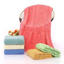 300克细纤维磨绒加厚70*140浴巾卡通印花 柔软吸水大浴巾厂家批发