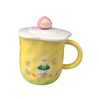 Tazas de cerámica de patos lindos, tazas de cerámica de estudiantes de oficina, tazas de agua para beber café