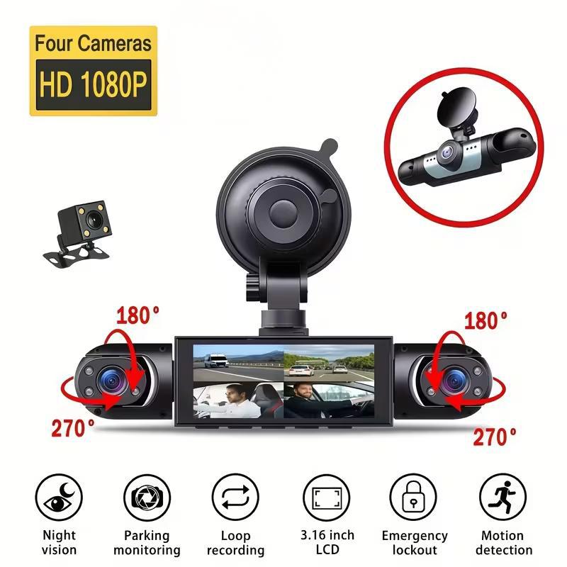 Four-Lens High-Definition Wifi Driving Recorder 360 ° Comprehensive Monitoring with Four Cameras Displaying and Recording Simultaneously 3.16