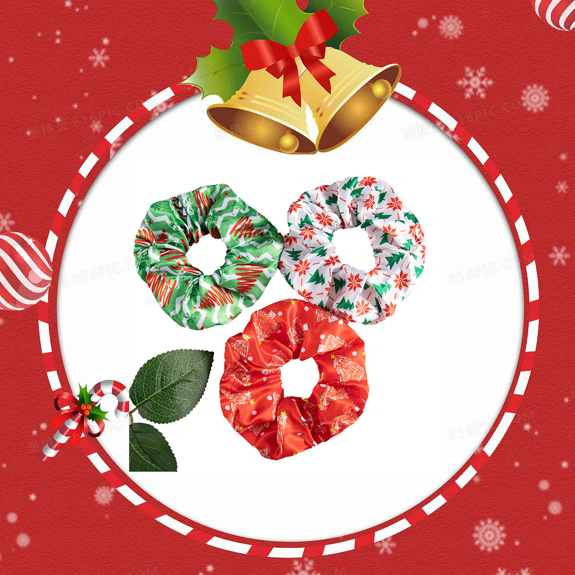 10g Weight Hair Tie Hair Accessories Type 1 Piece Quantity Shopping Occasion Christmas Festival Christmas Hat, Christmas Tree Pattern Women's Gender Flakes Design Simple Style Style Christmas Simple Style Women's Christmas Hat Christmas Tree Flakes Hair Tie 2