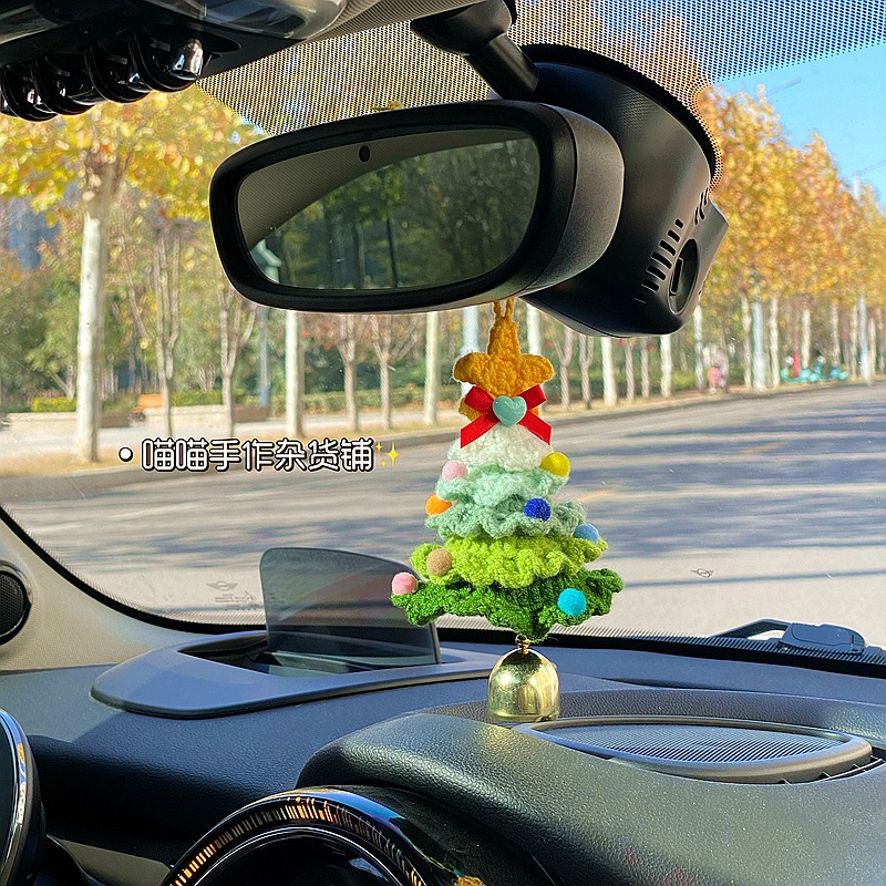 聖誕樹車掛~毛線鈎織成品鈴鐺聖誕節裝飾品節日創意禮物包掛車掛