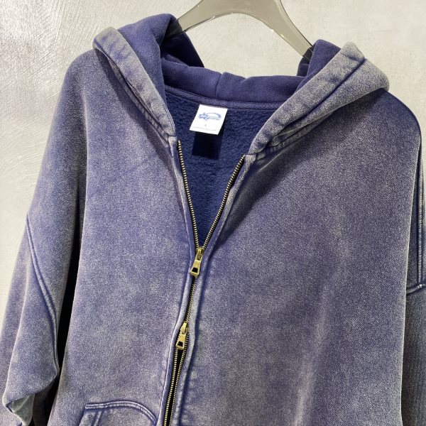 Herrenbekleidung High Street Retro Batik gewaschener alter Kapuzenpullover mit Reißverschluss Übergroßer loser Hoddies-Hoodie_voghion.com