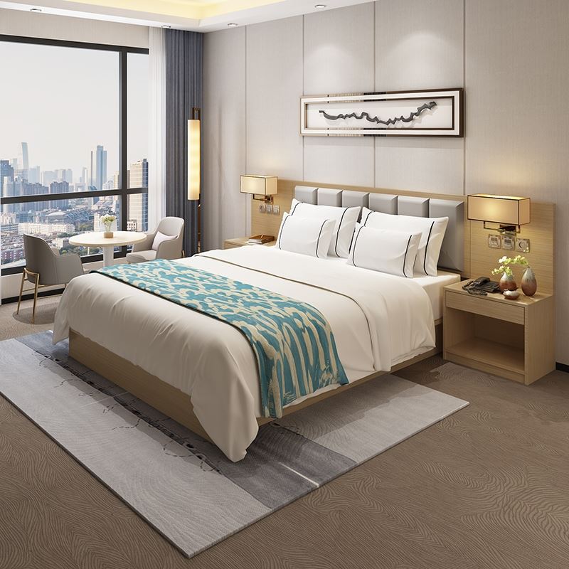 B&B Light Luxury Bed Large Bed Modern Guest Room Hotel Bed Furniture Single and Double New Style Simple Standard Room Factory Direct Sale
