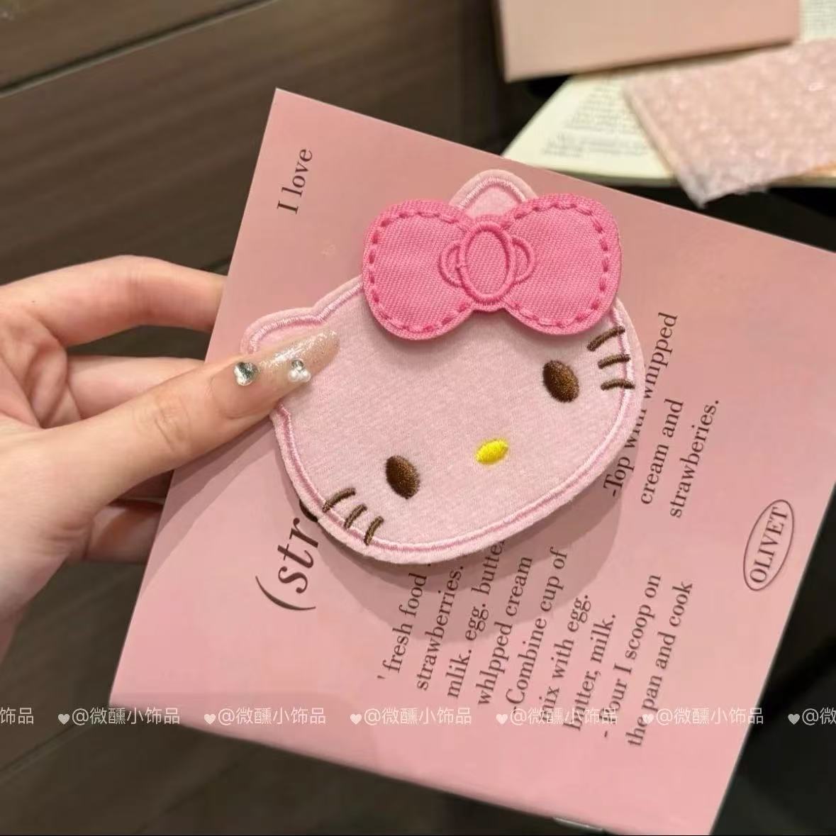 adorable kitty pegatinas de frisa dulce chica marshmallow gato pegatinas de cabello rotas velcro sin marcas adornamiento para el cabello