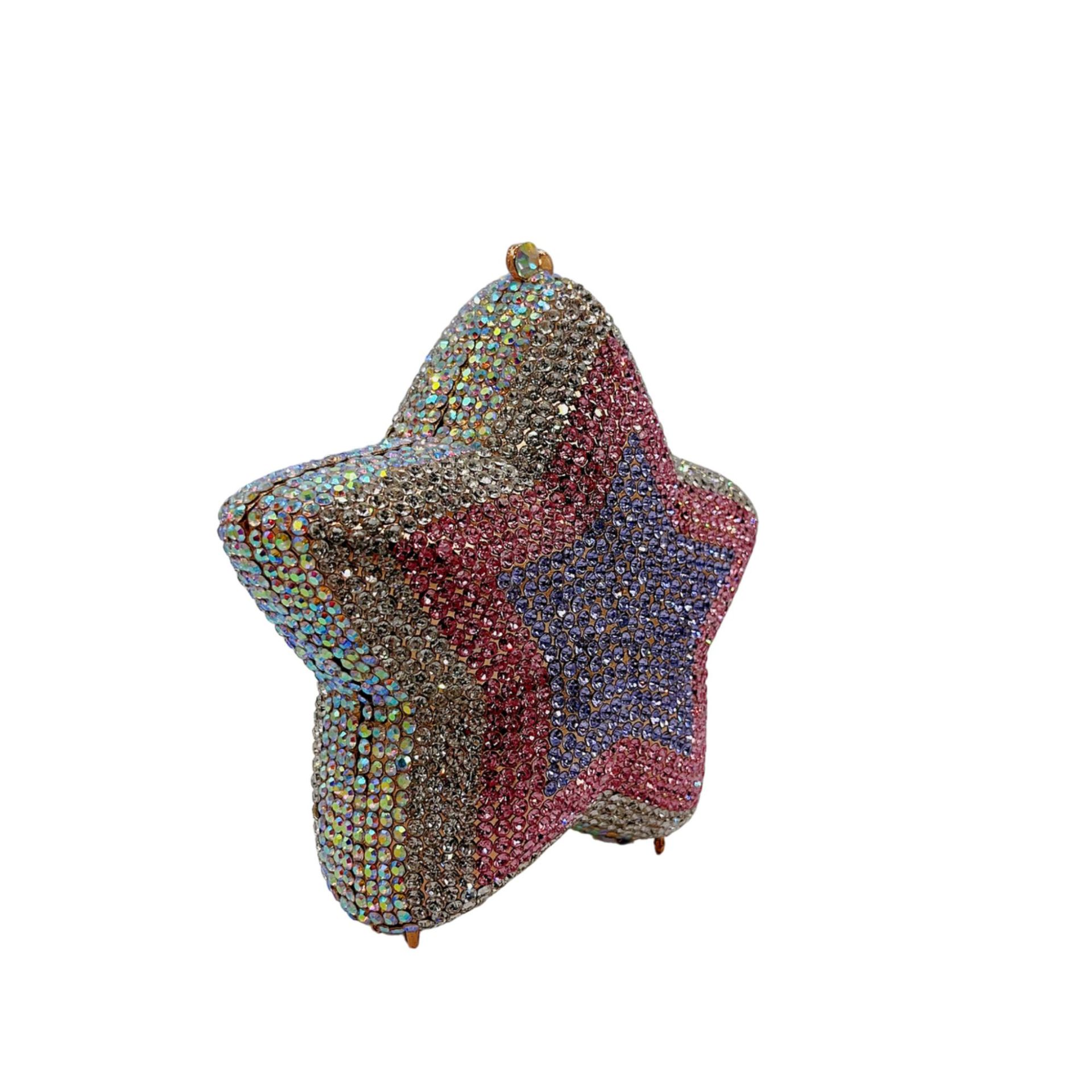 Túi clutch nữ đính kim cương dạ hội Star Rhinestone — Màu cầu vồng, Hồng chuyển dần, Tím hồng, Bạc AB chi tiết 12