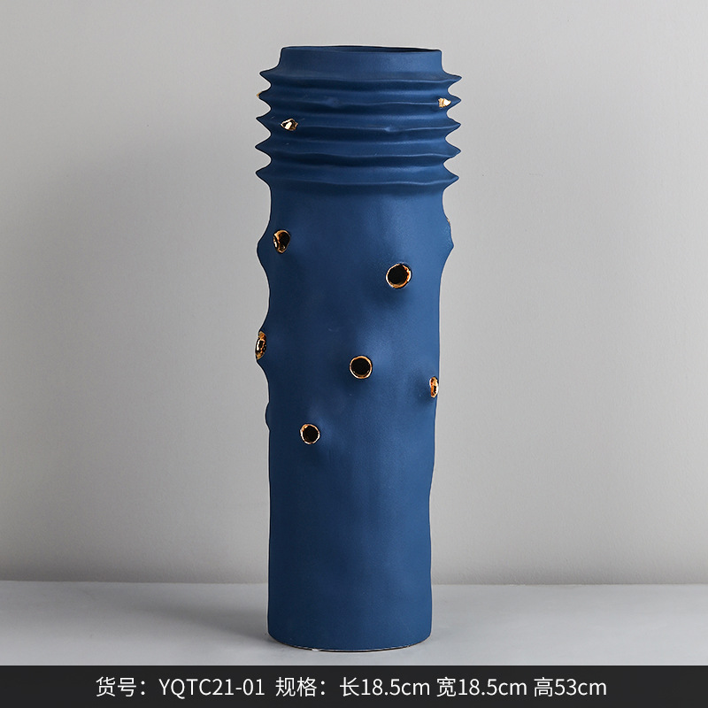 Best West Postmodern Straight Cylindrical Ceramic Vase Ornaments Home Model Room Exhibition Hall Decoration Flower Vessel