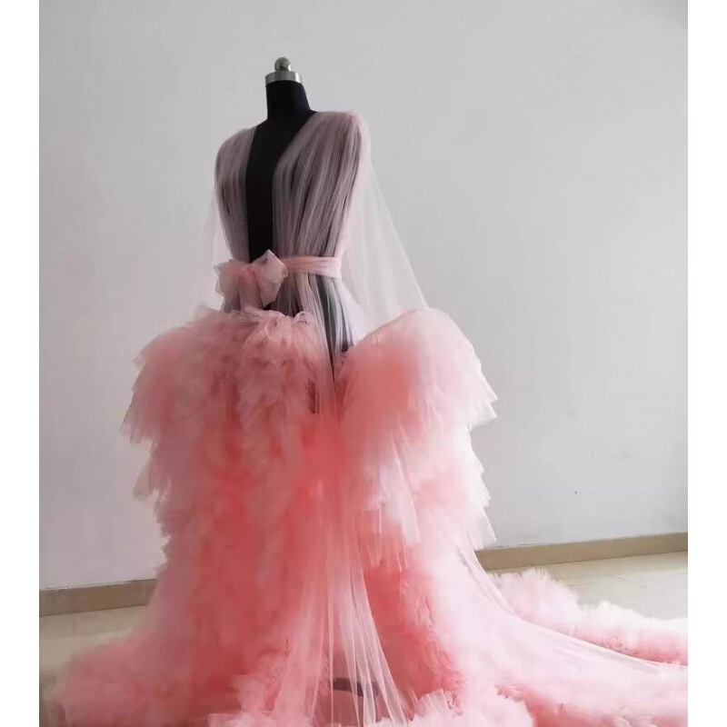 2025 Women's Banquet High-End Tulle Train Dress Bridal Long Heavy Craftsmanship Robe Photo Studio Photography Maternity Dress