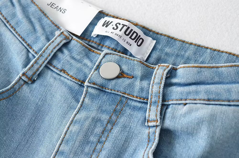YPFF Trendy Women's Autumn New European And American Style Fashion Washed High-Waisted Slim-Fit Butt-Lifting Slight_ecoleips.com