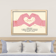 跨境粉色雙手比心英文家居情人節裝飾抽象藝術畫客廳牆面裝飾畫芯
