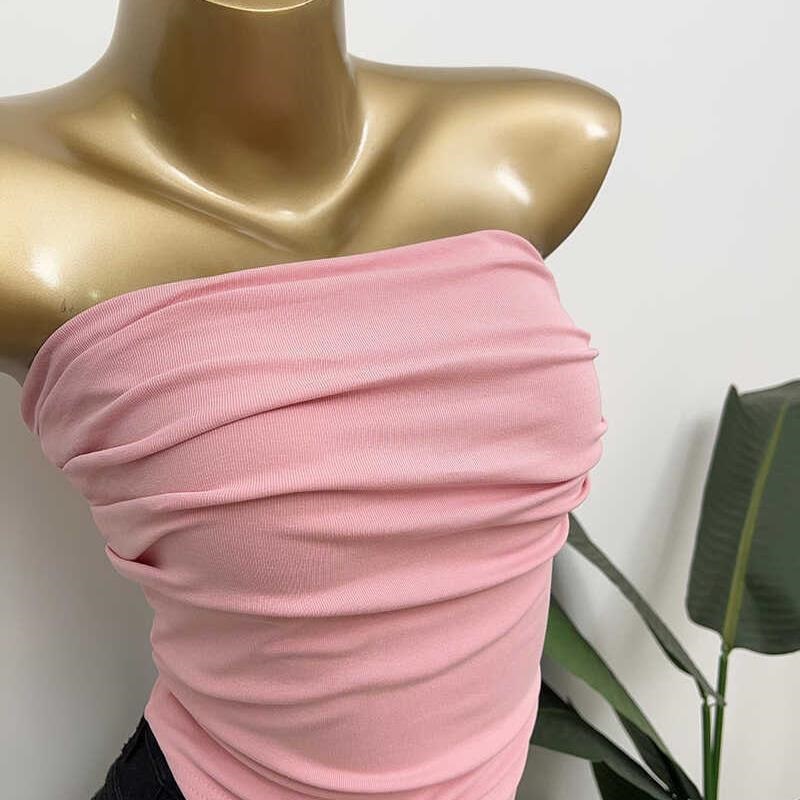 American Hot Girl Sexy Pure Desire Design High-Waist Slim Short Pleated Stacked Tube Top Women's Inner Top Trendy
