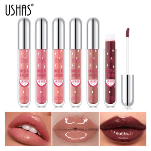 Ushas European and American Export Cross-Border Moisturizing Lip Gloss Moisturizing Lip Oil 12 Colors Pearlescent New Product Brightening