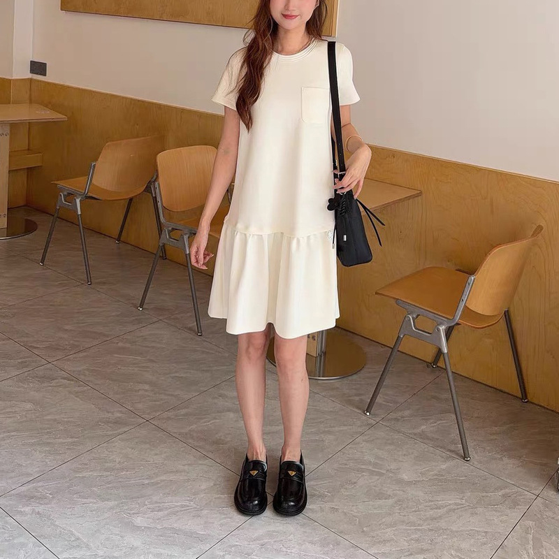 In-Stock Ying-Style Casual Sports Two-Piece Dress for Women, Summer Short-Sleeve Tennis Dress, Petite Tiered Dress