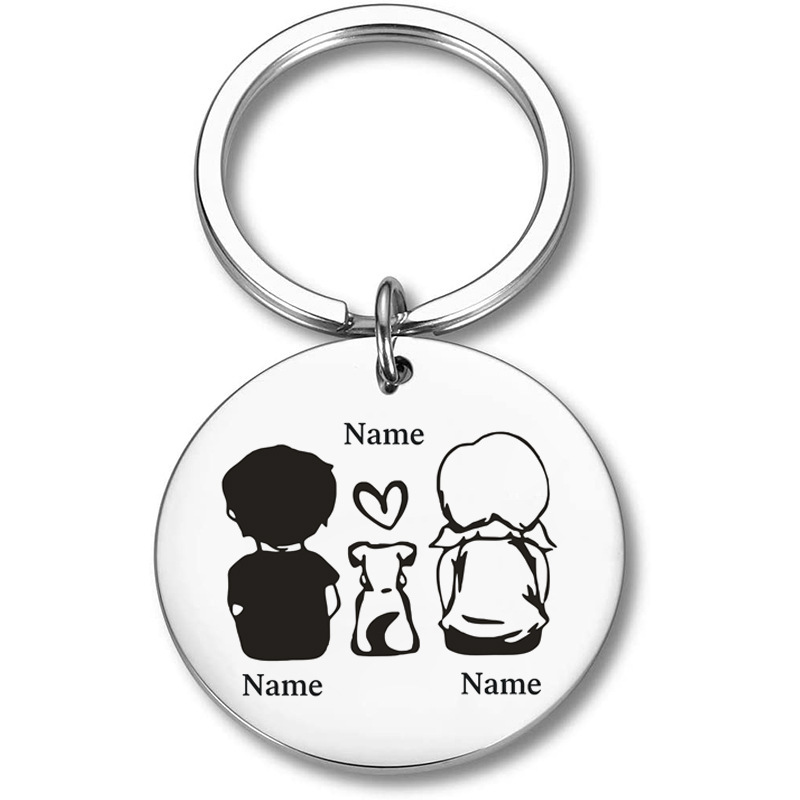AliExpress Hot Sale Stainless Steel Round Brand Military Brand Name Keychain Laser Carving Jewelry Pet Tags