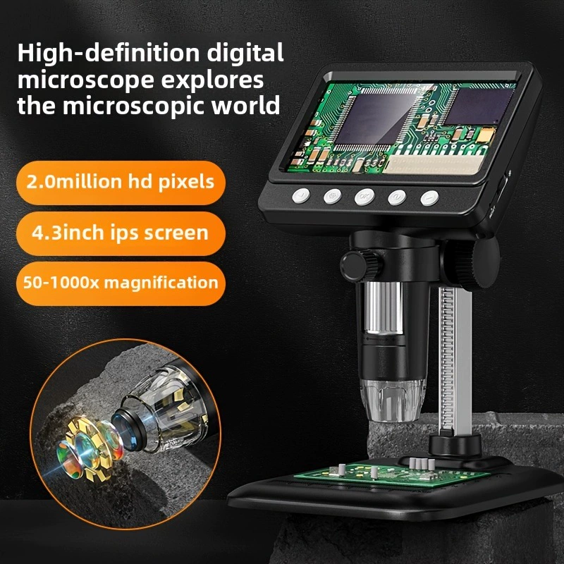 2025 новый кросс-бордерный дропшиппинг 4,3-дюймовый цифровой микроскоп с 501000-кратным увеличением и 8 светодиодами