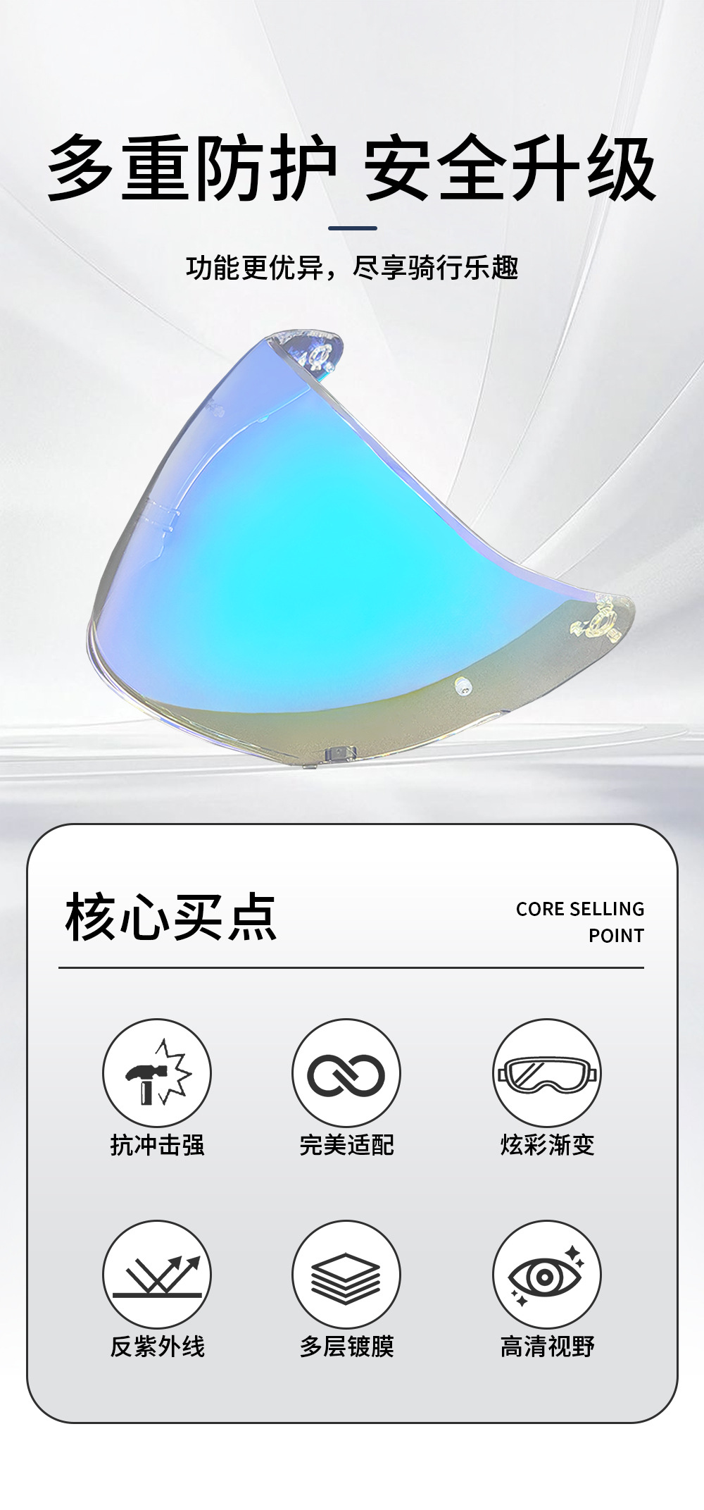 K5-Jet Helmet Lens Four-point Three-helmet K5 JET Electroplated Mirror Universal Sun Protection Day and Night