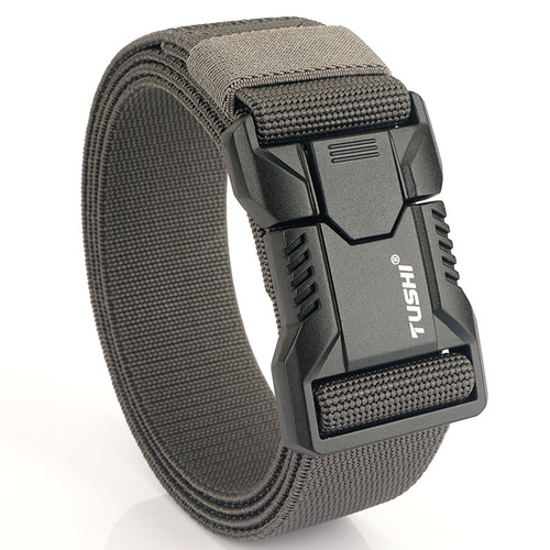 New aluminum alloy outdoor tactical nylon belt men's elastic trouser belt military fan work belt can be printed with logo