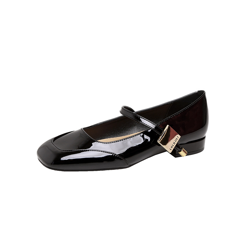 2025 primavera nueva cabeza cuadrada zapatos marizhen de mujer francesa una correa de noche suave zapatos de tacón rojo grueso para mujeres