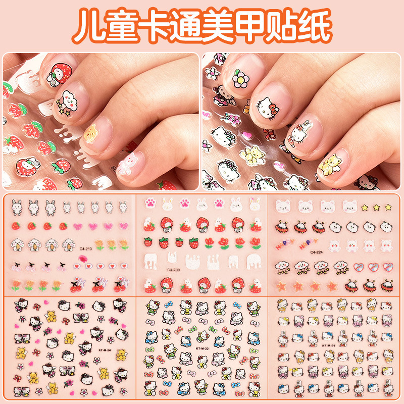 Children's Cartoon Bunny Nail Sticker Princess Baby Waterproof Nail Art Decal Children's Toy Flower Nail Sticker