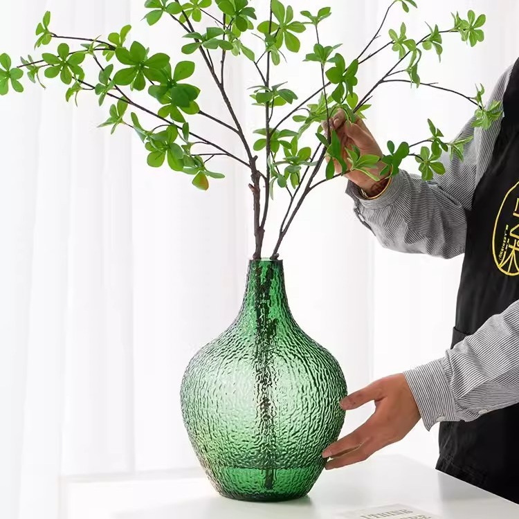 简约吊钟马醉木小口径大肚玻璃花瓶 ins风高颜值软装客厅桌面摆件