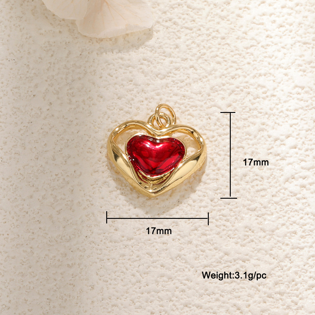 1 Pieza 20x21mm Cobre Perla Circón Forma De Corazón Colgante display picture 17