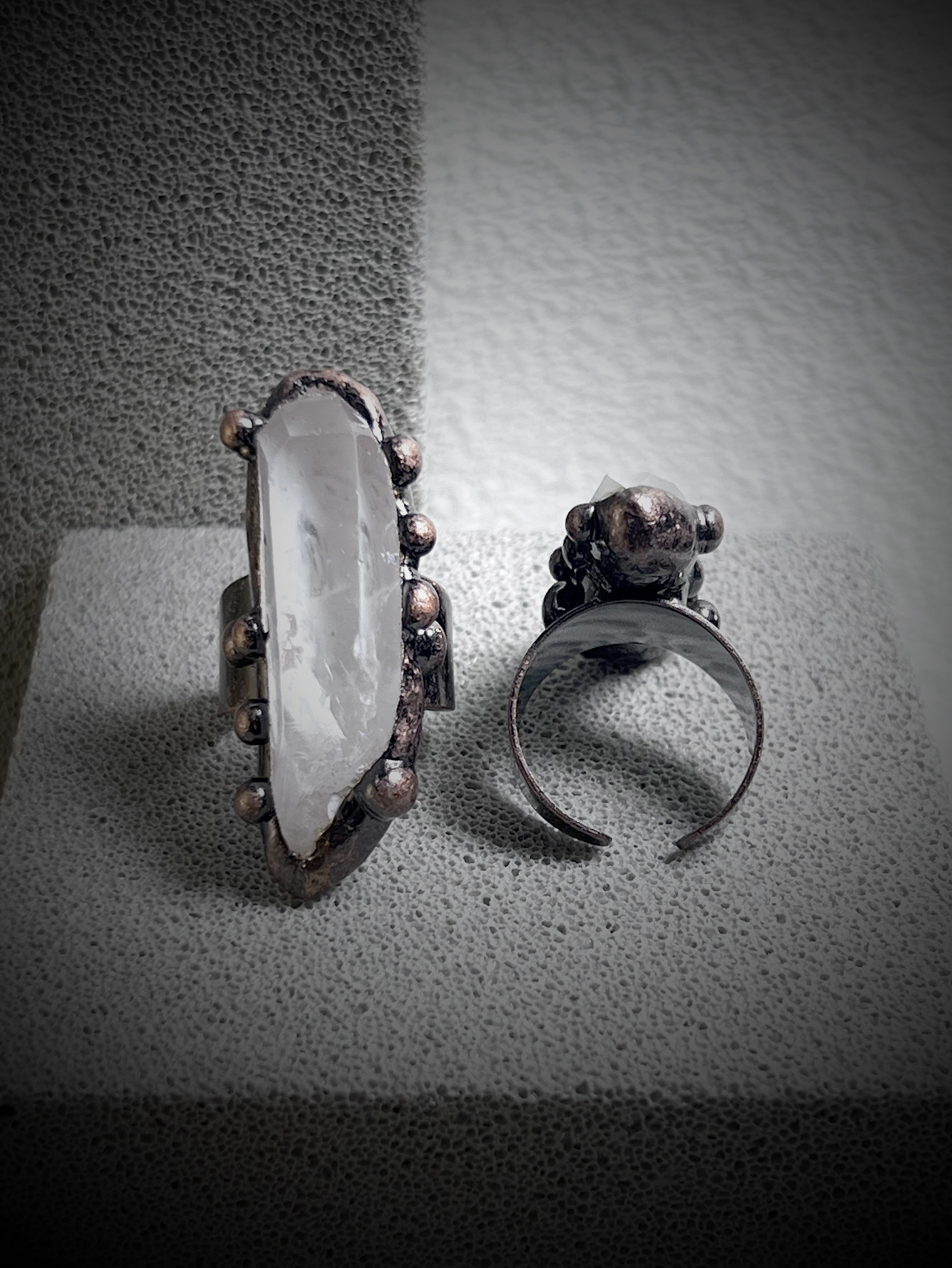 All Seasons Season Unisex White Crystal Copper Healing Geometric Open Rings Healing Crystals Jewelry