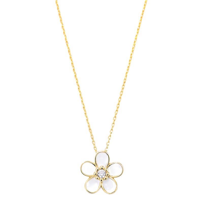 S925 plata de ley gota de diamante aceite pequeña flor colgante collar de las mujeres del todo-fósforo transfronteriza Venta caliente de Europa y América ins estilo clavícula cadena