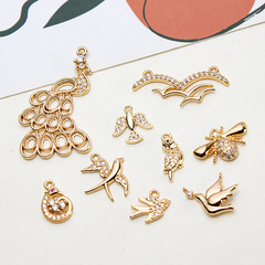DIY Jewelry Accessories Cast Copper Micro-embossed Diamond Bird Swallow Message Bird Jewelry Pendant Earring Ear Jewelry Accessory