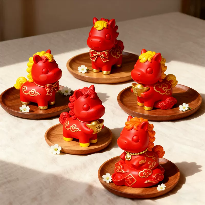 国潮新年DIY石膏娃娃彩绘摆件生肖马吉祥物招财送礼