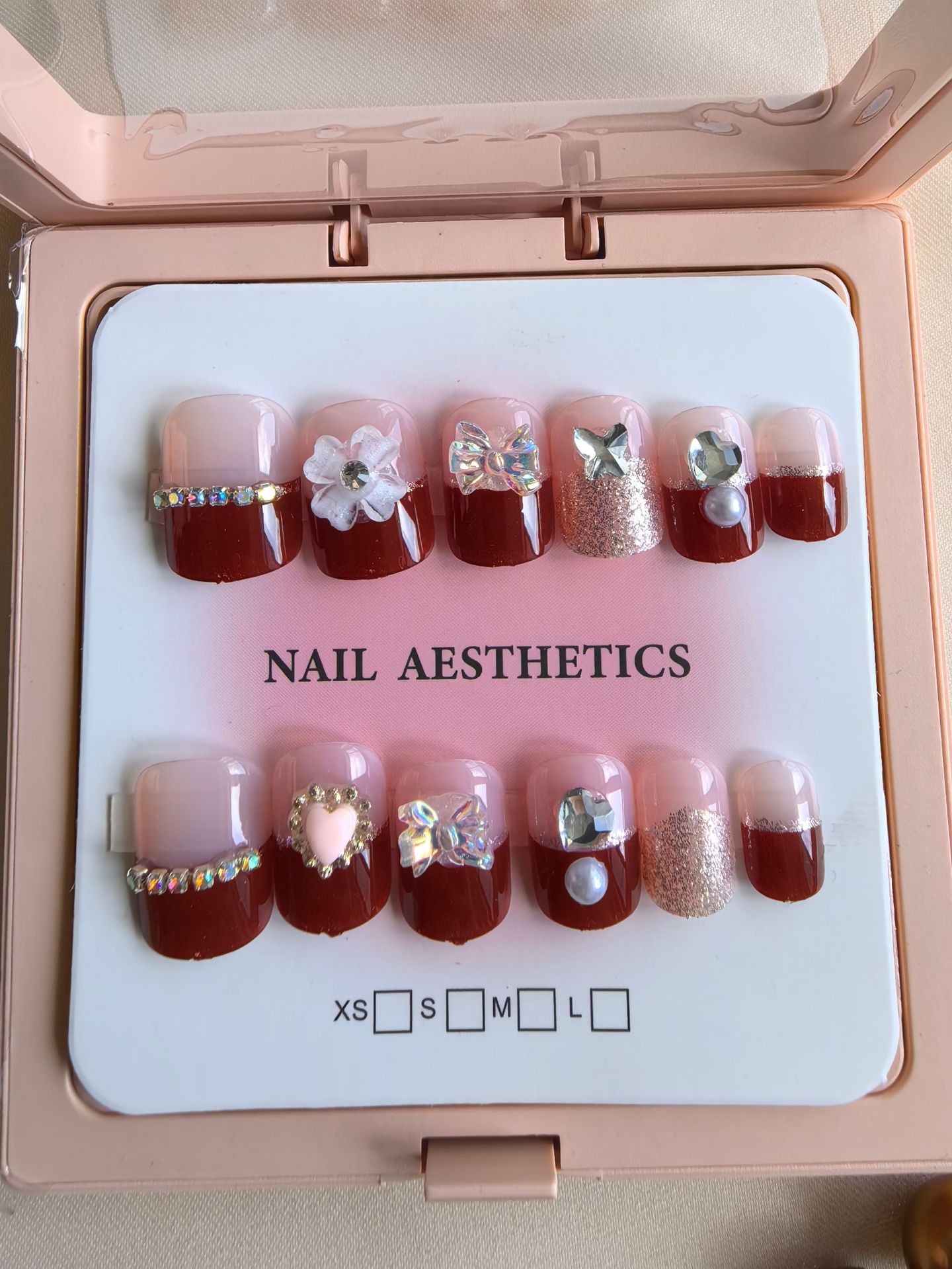 Caja de exhibición marco de fotos más taladro manicure suministro fuente de uñas DIY francés color delgado manicure falso salón al por mayor