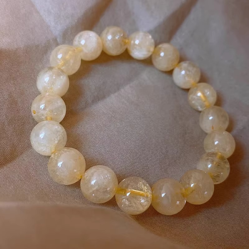 金髪水晶10mmブレスレット、金髪水晶チタンクリスタルブレスレット、女性用伸縮調整可能ヘアクリスタルジュエリー、卸売対応|undefined