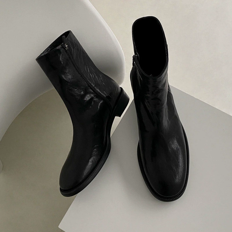 Универсальные ковбойские ботинки MYQ на толстом каблуке в стиле вестерн, мужские ботинки челси на плоской подошве с круглым носком и круглым носком для осени и зимы