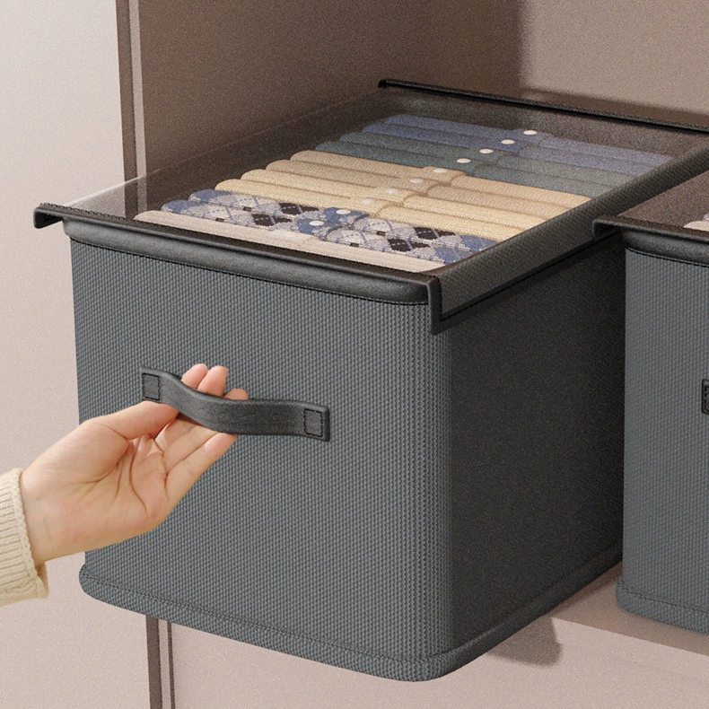 Foldable storage box, stackable with dust-cover lid, multiple sizes 18–53 L (36–47×25–35×20–30 cm)