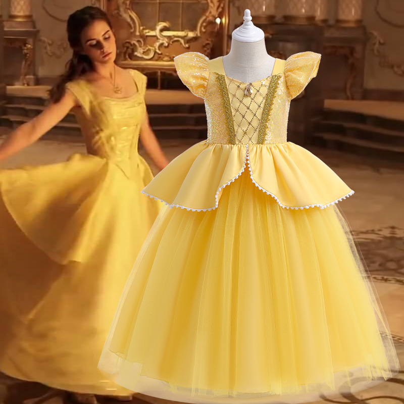 Cosplay Beauty and the Beast Belle Princess Dress Girls' Party Dress Puffy Sleeve Dress 