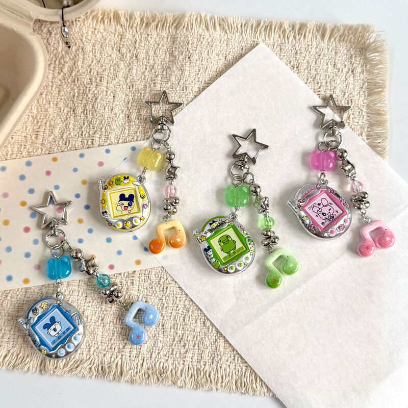 Cute Y2K Tamagotchi Musical Note Cartoon Beaded Keychain Japanese Style Ins Phone Chain Jelly Bear Pendant Cute Y2K Tamagotchi Musical Note Cartoon Beaded Keychain Japanese Style Ins Phone Chain Jelly Bear Pendant