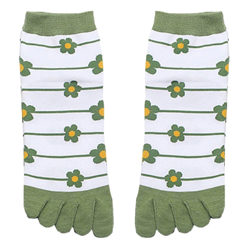 Носки с пятью пальцами женские полосатые дышащие короткие хлопчатобумажные носки поглощающие пот женские носки