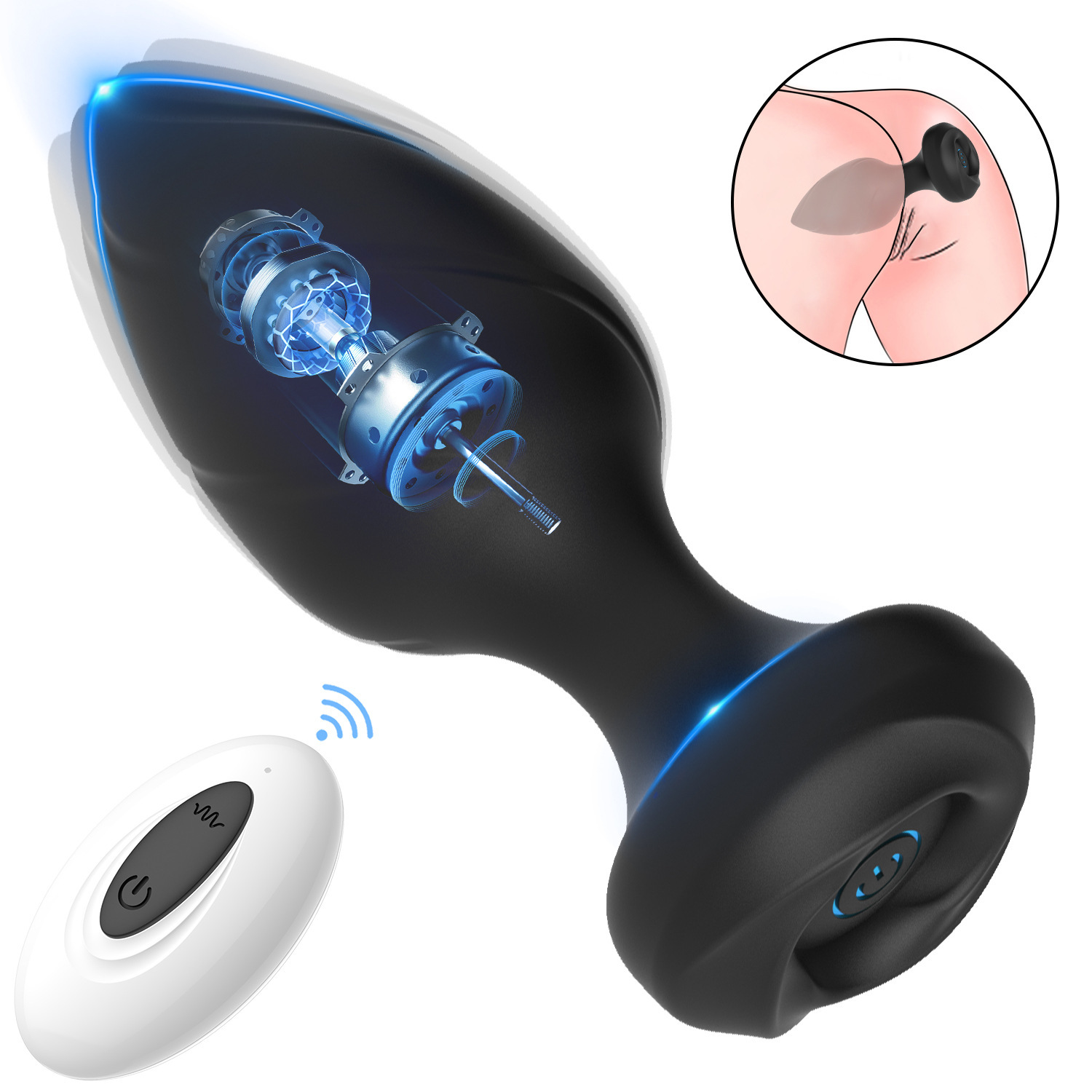 Butt Plug With 10 Frequency Remote Control Vibration Unisex Toy_voghion.com