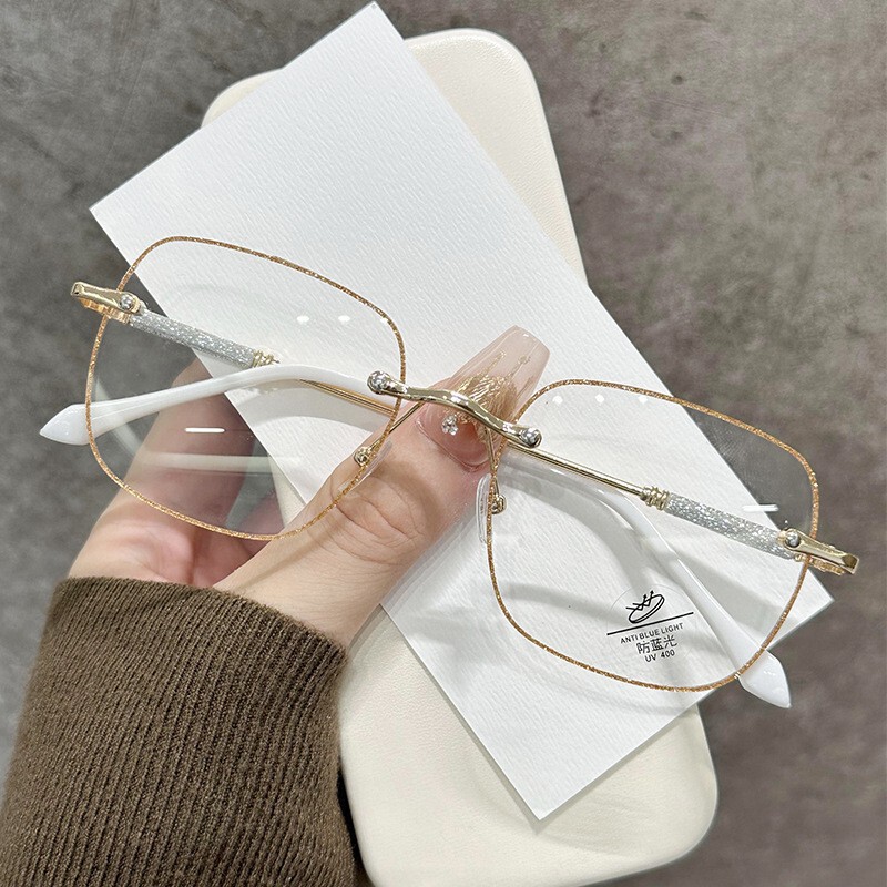 2025年ホットスタイルコレクション女性用老眼鏡、中高年向けの新しい高精細抗青色光ファッショナブルなフレームレス老眼鏡|undefined