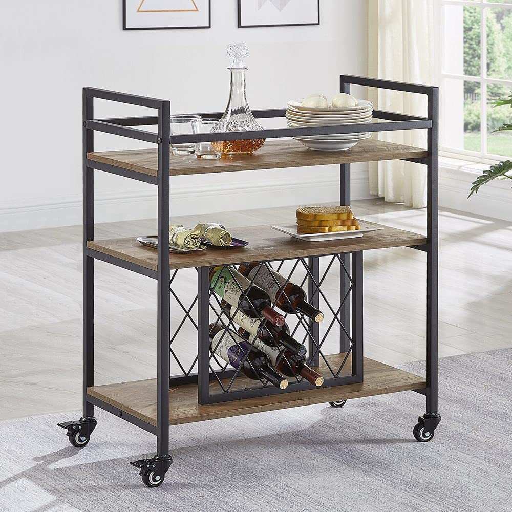 Modern minimalist mobile hand -pushed dining car wine cabinet multi…