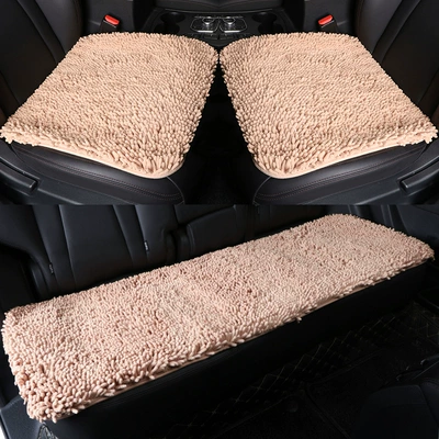 Seat cushion, seat cover small three-piece four-season car - camel-beige-encryption-caterpillar-small-three-pieces
