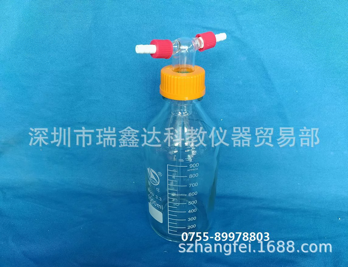 Газовая бутылка с завинчивающейся крышкой, 1000 мл, утолщенное стекло из боросиликатного стекла, герметичная, устойчивая к коррозии, стеклянная буферная бутылка с винтовым верхом GL45