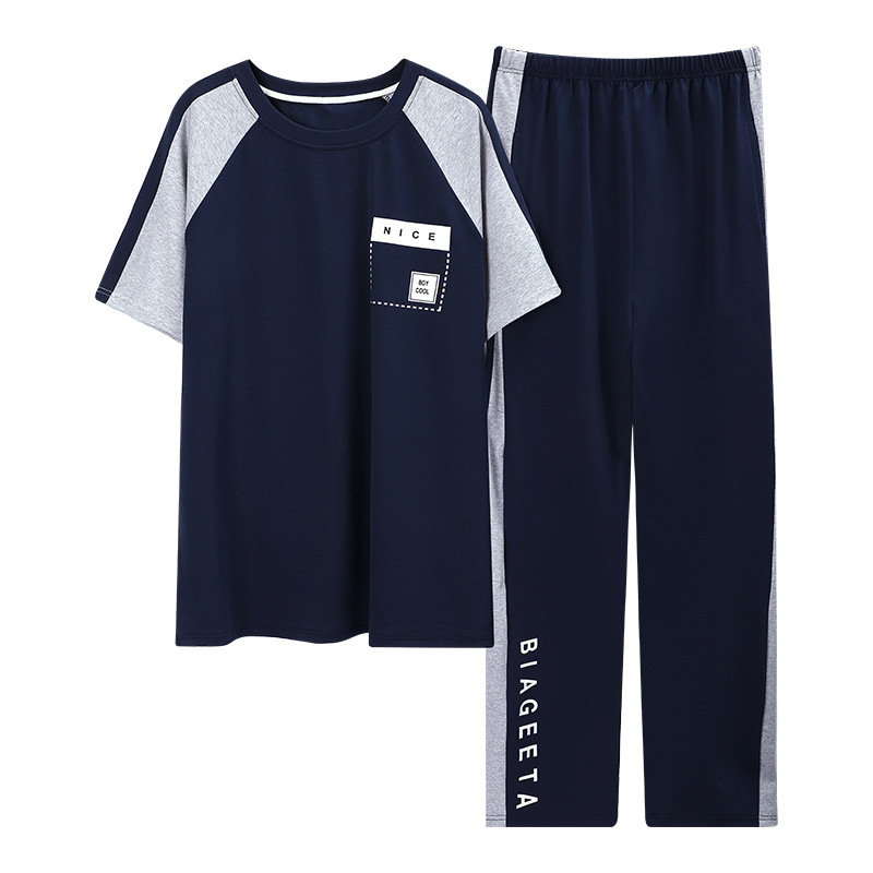 Jiao Caimeng pijamas de los hombres de verano de algodón pantalones de manga corta ropa para el hogar de los hombres de primavera y otoño traje de algodón delgado más el tamaño