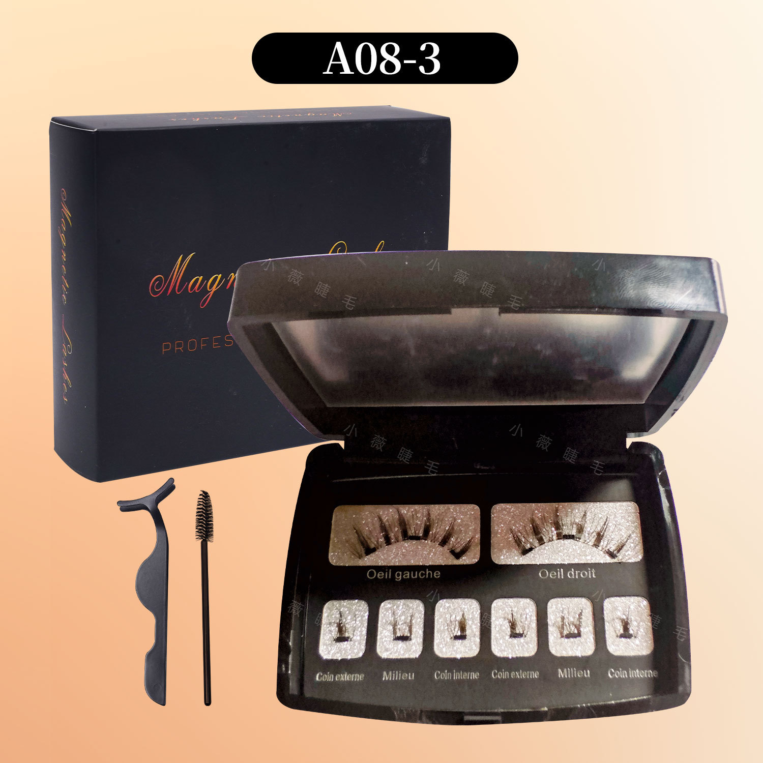 Conjunto de pestañas magnéticas segmentadas transfronterizas Little Devil Pestañas gruesas y realistas Tres imanes de alta gama Pestañas postizas